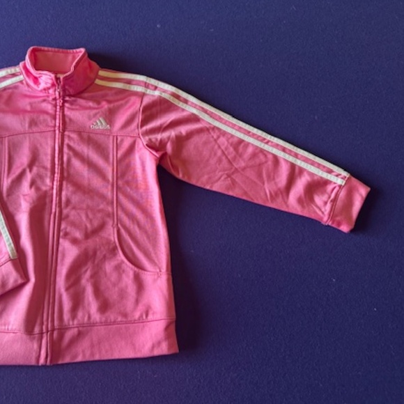Adidas Pink And White Stripe Classic Tracksuit Girls Size Extra 6X - Picture 5 of 7